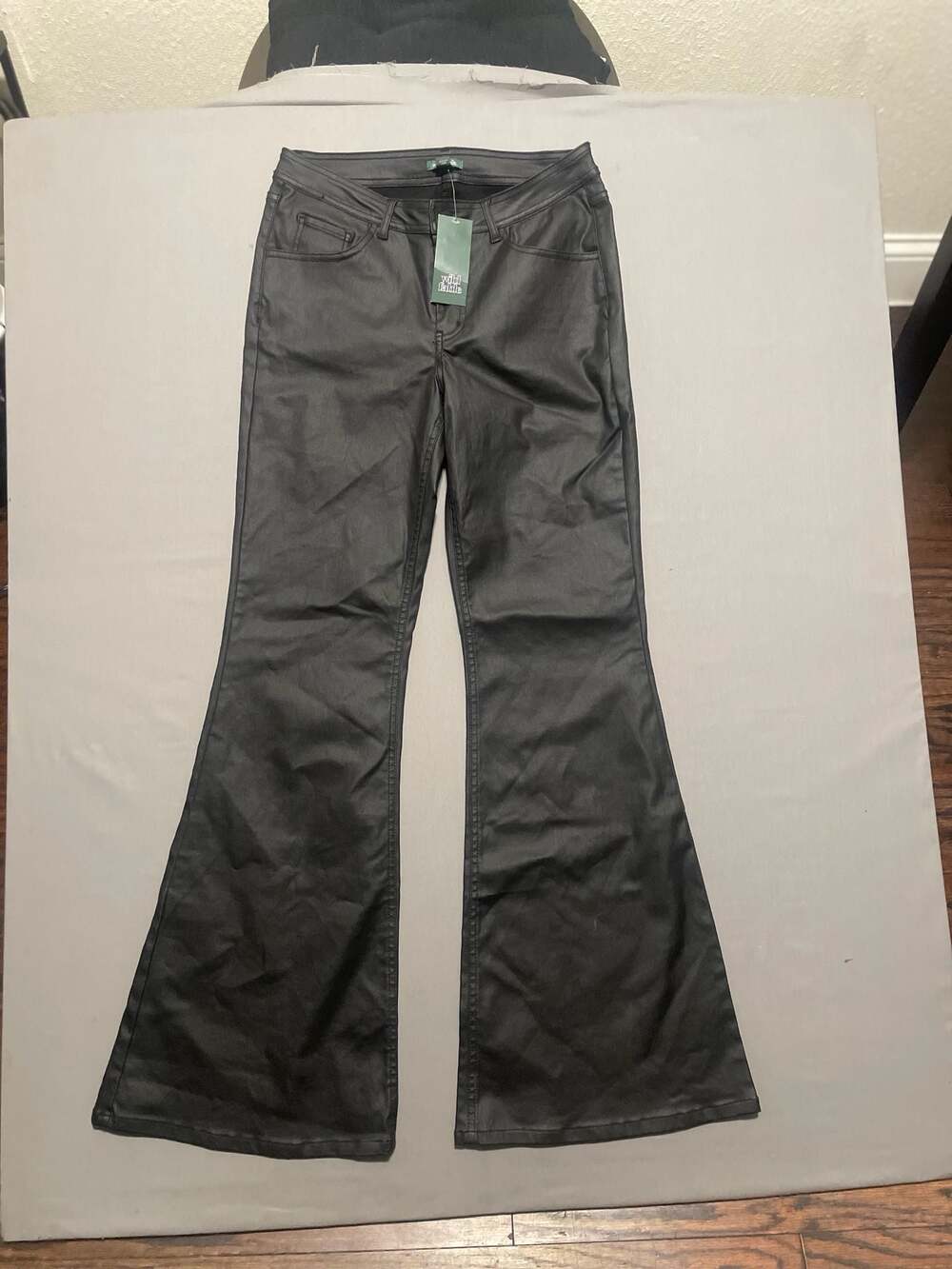 Wild Fable Black Coated Flare Pants Size S